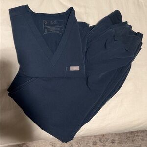 Figs Navy Blue Scrub Set small petite jogger bottom
